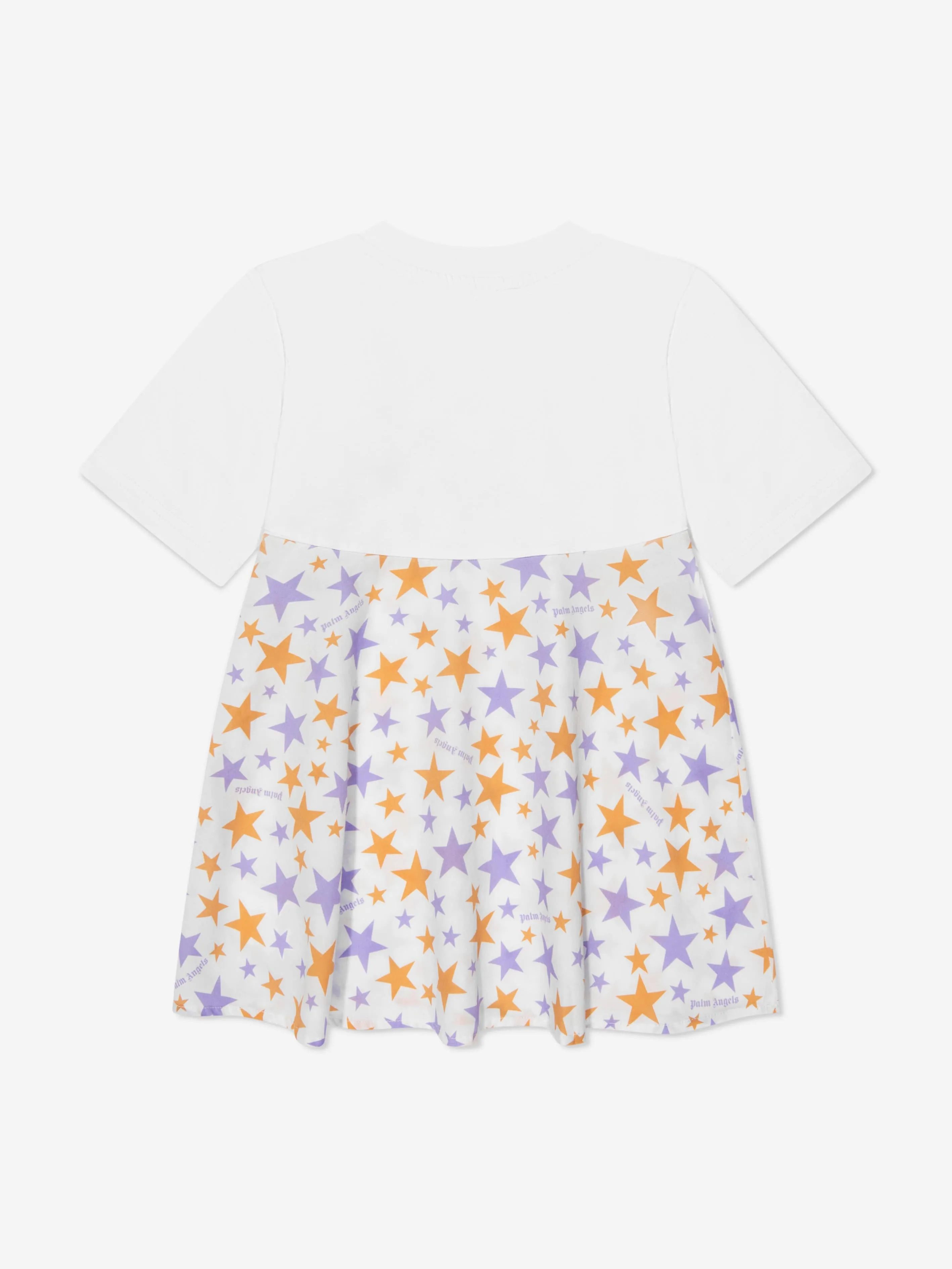 Palm Angels Mädchen AOP PA Sterne T-Shirt-Kleid in Weiß