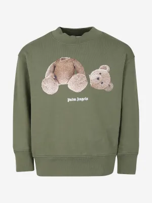 Palm Angels Kids Bären-Crewneck-Sweatshirt in Grün