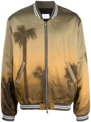 Palm Tree-Print Bomber Jacket winter jackets clearance