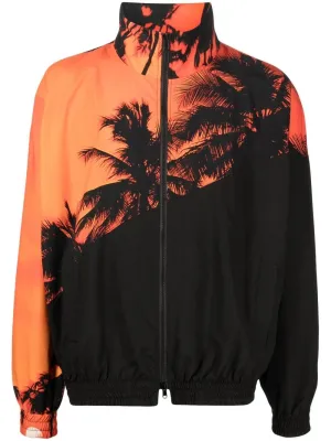 Palm-Tree Print Bomber Jacket winter jackets clearance