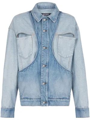 Panelled-Design Denim Jacket winter jackets clearance