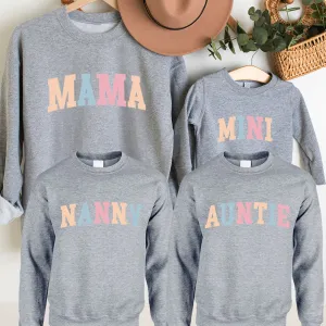 Pastel Mama/Nanny/Auntie & Mini Matching Grey Sweatshirts nursing tops best deals