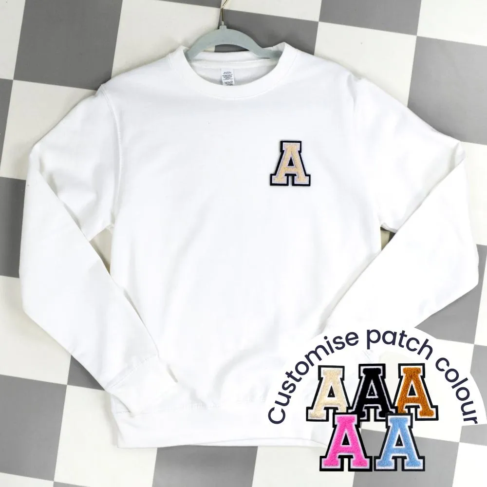 Patch 22 Adults White Initial Sweatshirt