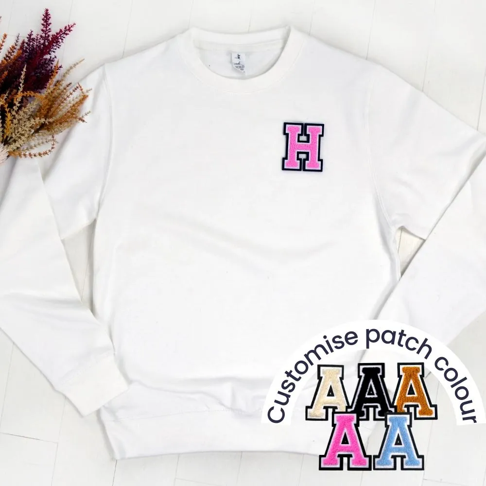 Patch 22 Adults White Initial Sweatshirt