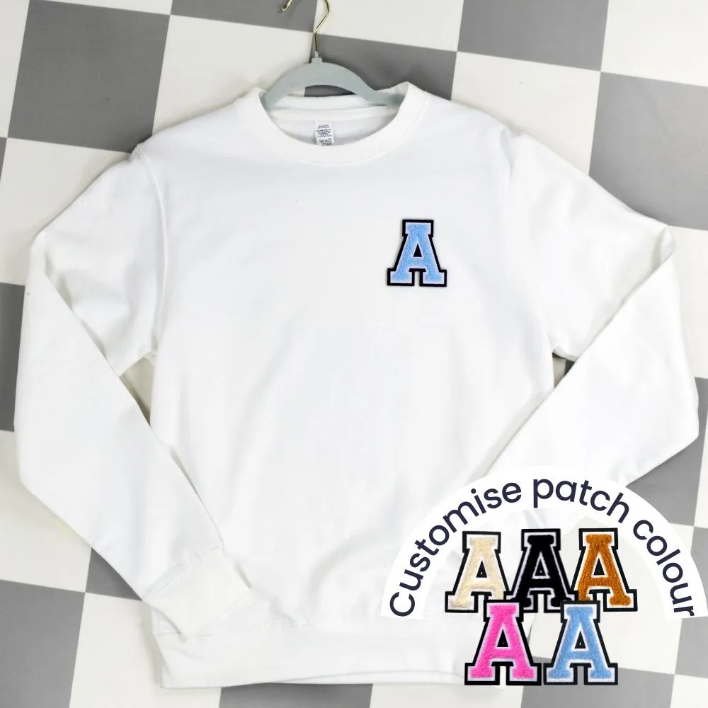 Patch 22 Adults White Initial Sweatshirt