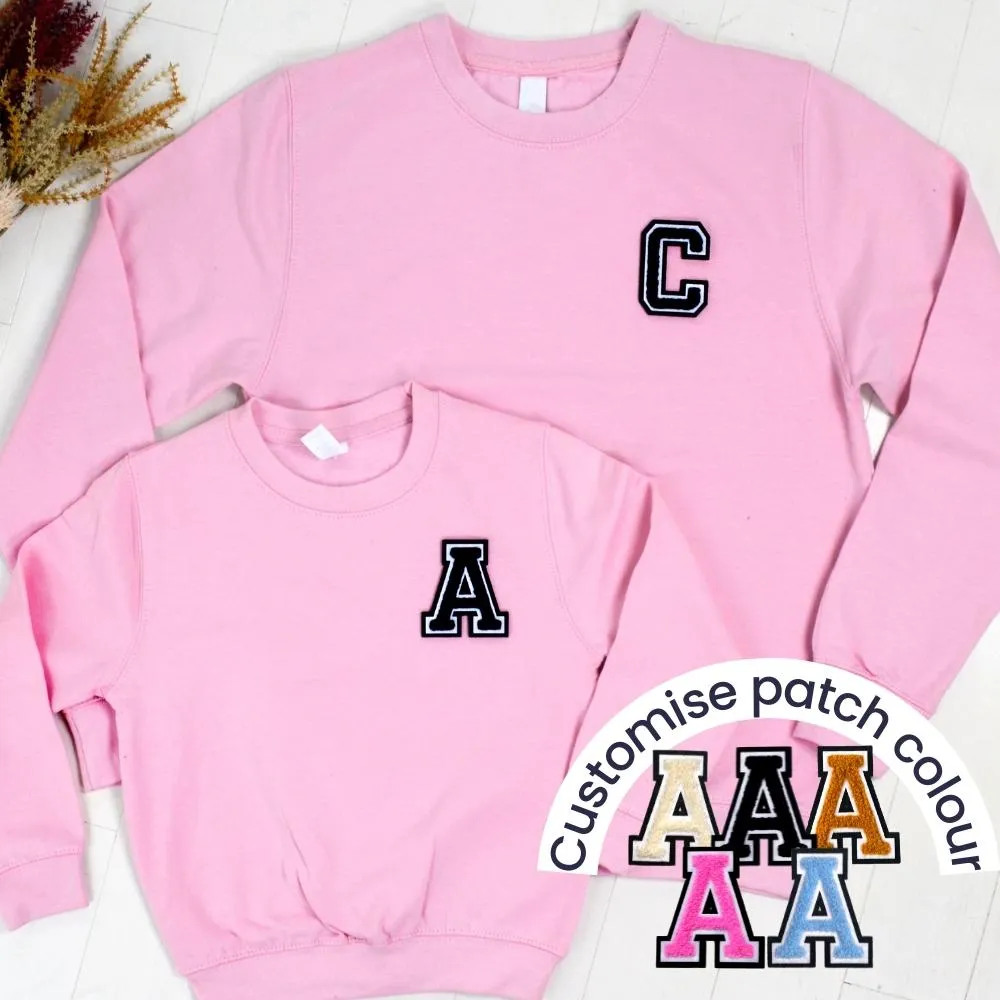 Patch 22 Baby Pink Matching Initial Sweatshirts boys fashion clearance