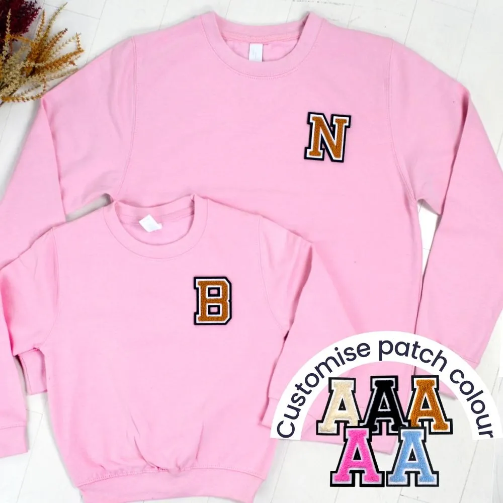 Patch 22 Baby Pink Matching Initial Sweatshirts