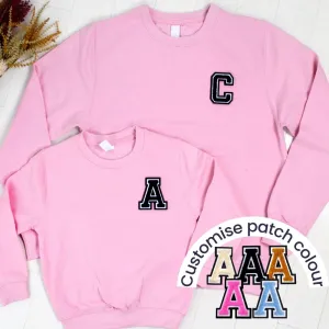 Patch 22 Baby Pink Matching Initial Sweatshirts boys fashion clearance