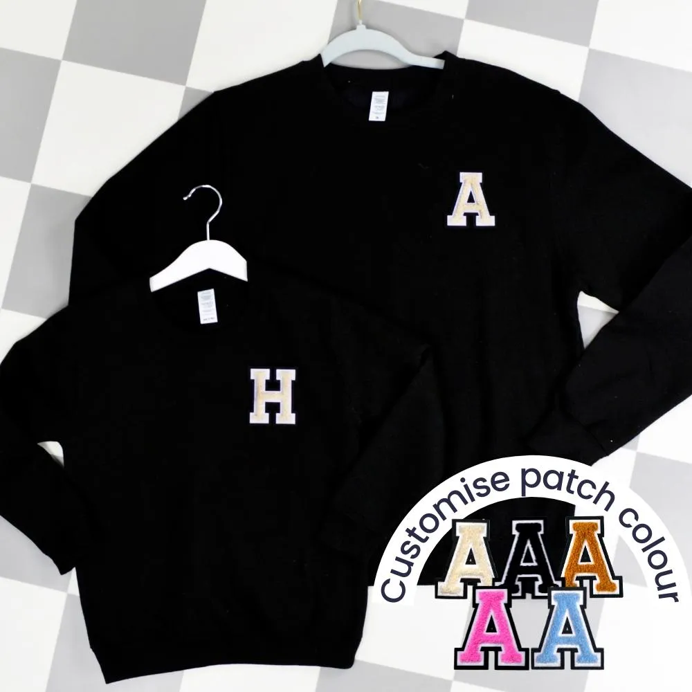 Patch 22 Black Matching Initial Sweatshirts