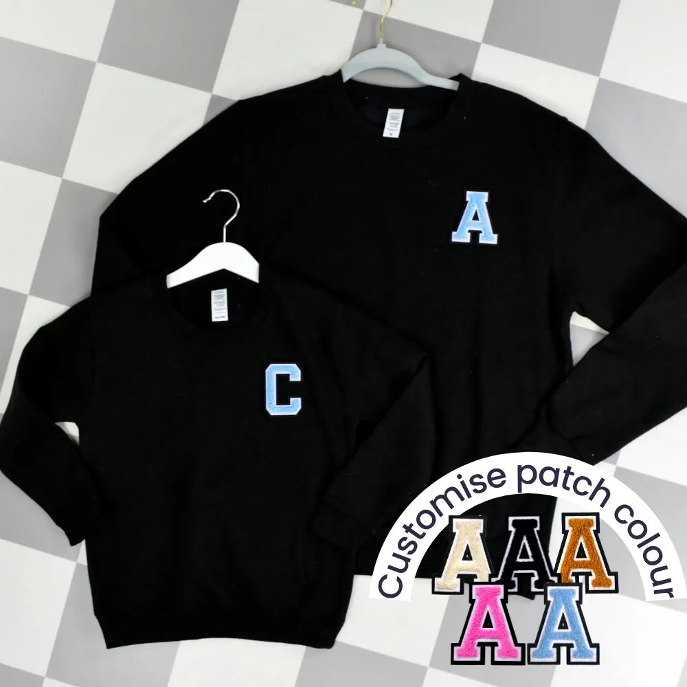 Patch 22 Black Matching Initial Sweatshirts