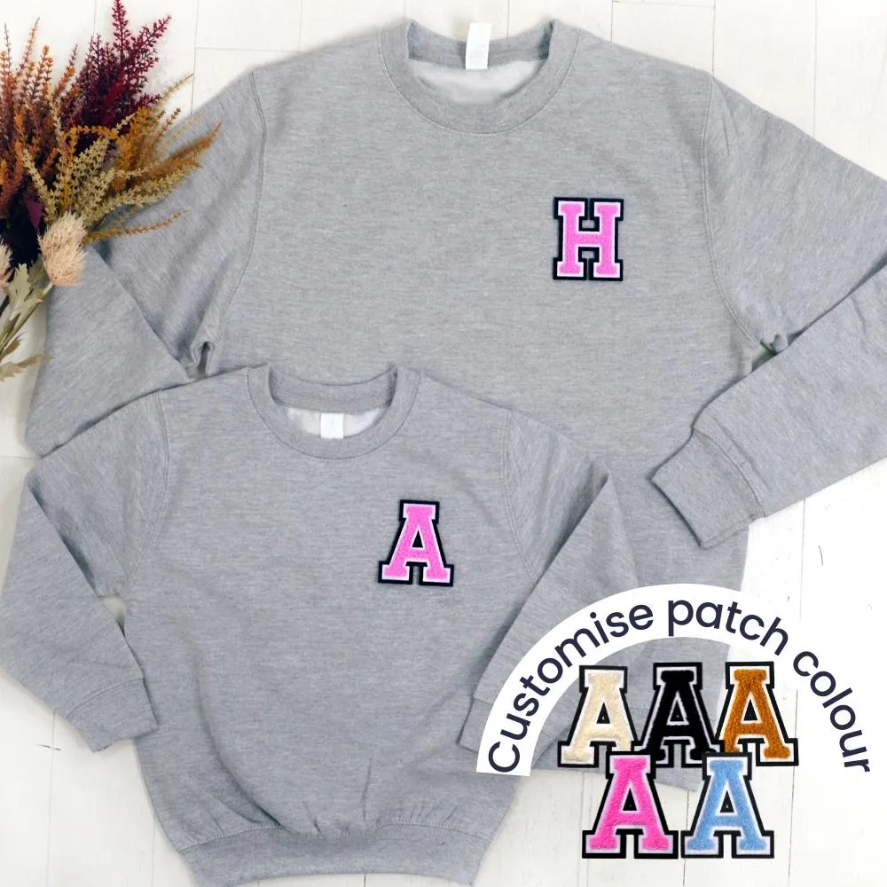 Patch 22 Heather Grey Matching Initial Sweatshirts boys fashion clearance