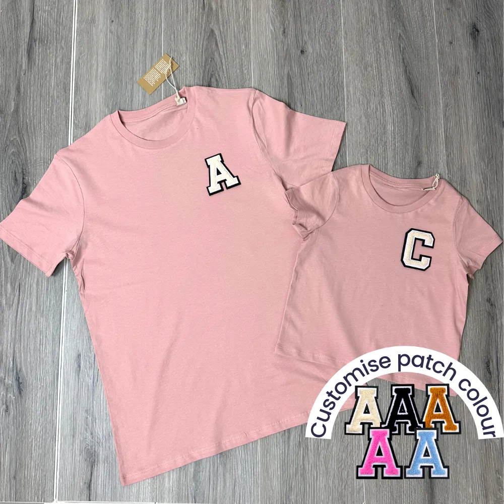 Patch 22 Matching Initial T-Shirts- Petal Rose
