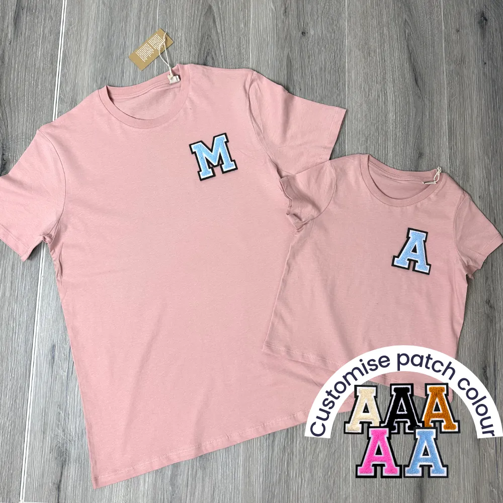 Patch 22 Matching Initial T-Shirts- Petal Rose discount mum dresses
