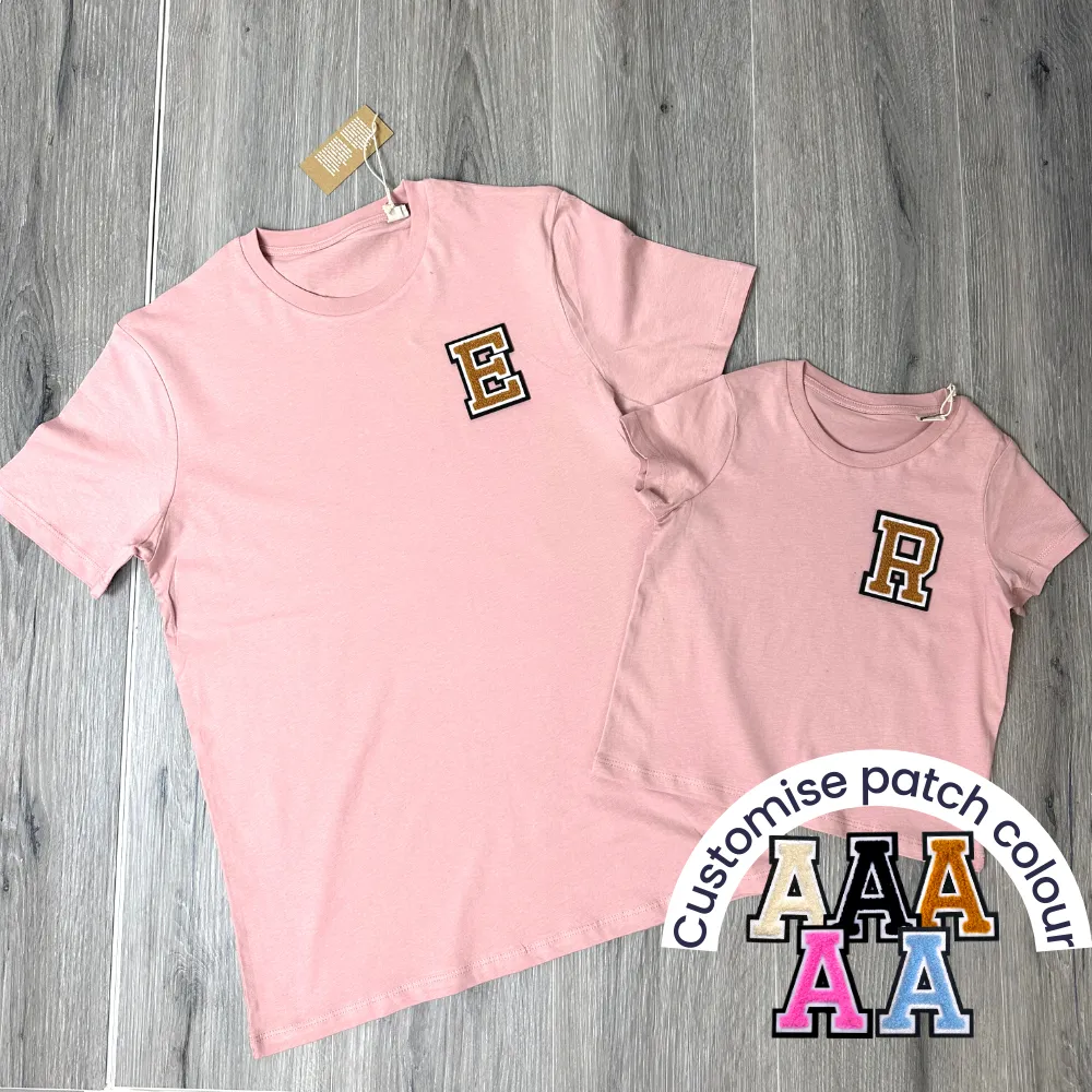 Patch 22 Matching Initial T-Shirts- Petal Rose
