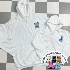 Patch 22 Matching Personalised Initial Hoodies- White boys fashion clearance