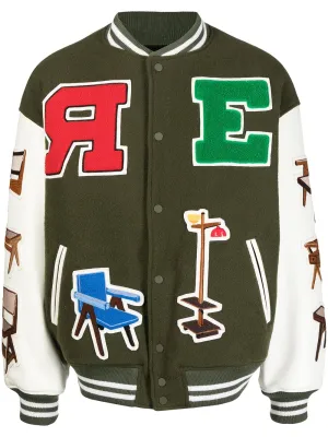 Patch-Detail Bomber Jacket winter jackets clearance