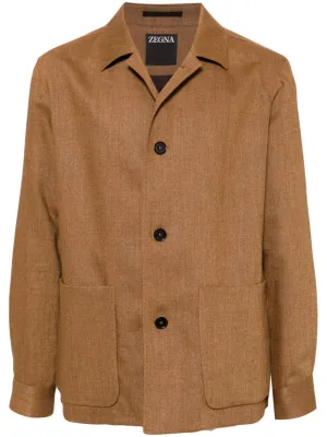 Patch-Pocket Button-Fastening Jacket winter jackets clearance