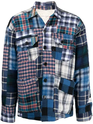 Patchwork Shearling-Lined Shirt Jacket mens coats discount