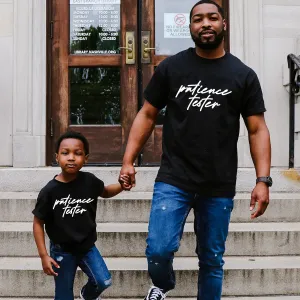 Patience Tester Script Dad & Kid Matching Black T-Shirts mens dad clothes online