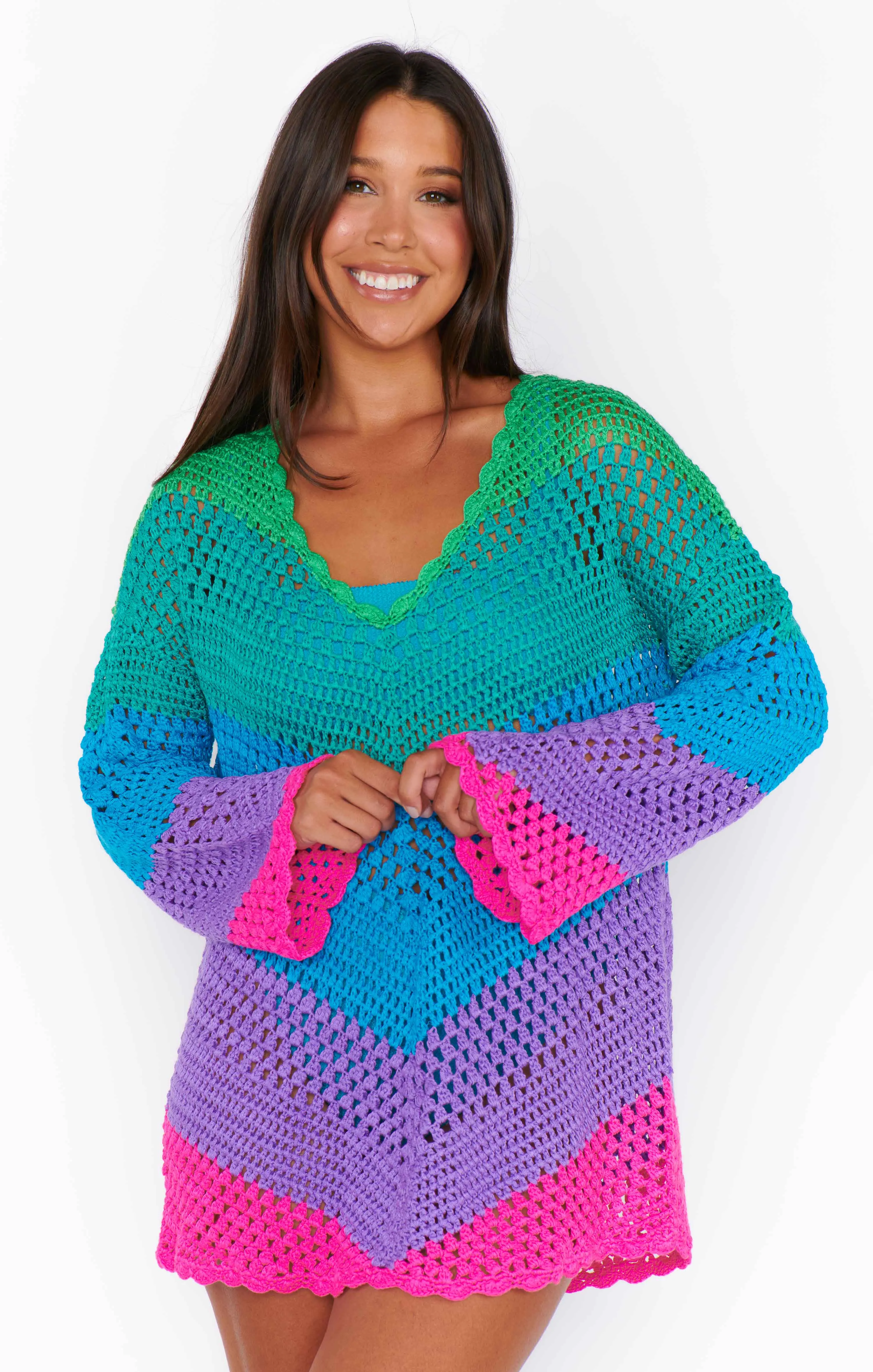 Paula V Neck Pullover ~ Chevron Streifen Häkelarbeit