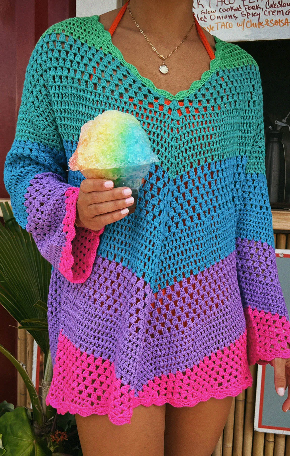 Paula V Neck Pullover ~ Chevron Streifen Häkelarbeit