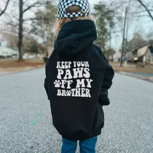 Paws Off My Brother Back Logo Kids Hoodie boys fashion clearance