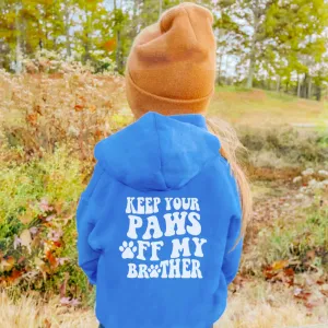 Paws Off My Brother Back Logo Kids Hoodie boys fashion clearance