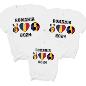 Peace, Love & Football Romania Matching White T-Shirts daddy outfits clearance