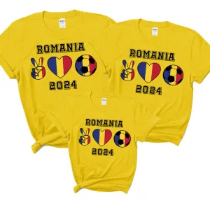 Peace, Love & Football Romania Matching Yellow T-Shirts daddy outfits clearance