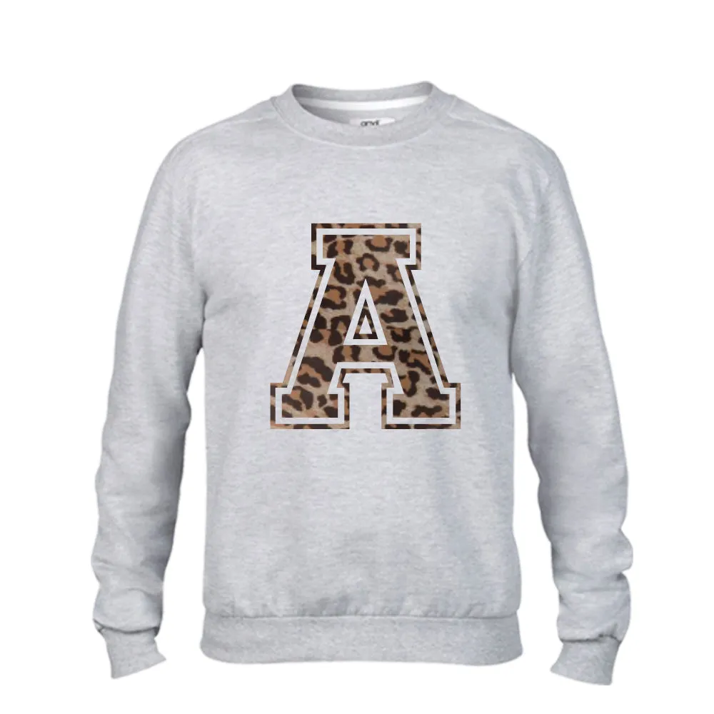 Personalised Adult & Kid Big Initial Matching Sweatshirts Grey (MRK X)