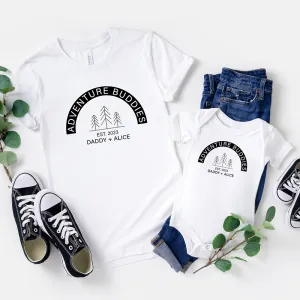 Personalised Adventure Buddies Dad & Baby Matching T-Shirt/Bodysuit White daddy outfits clearance