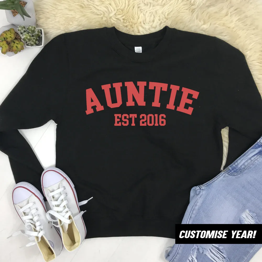 Personalised Auntie Established Varsity Sweatshirts (MRK X)