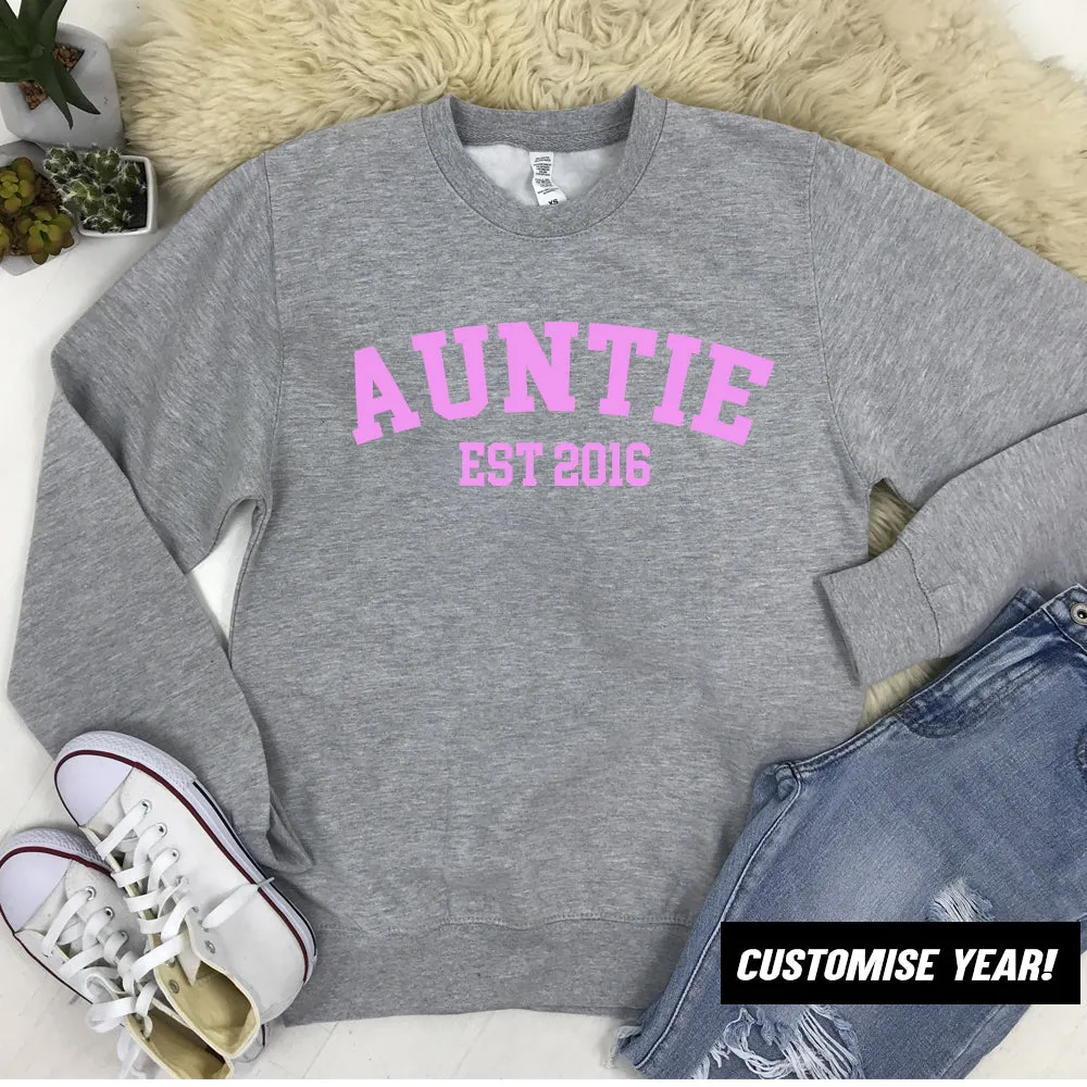 Personalised Auntie Established Varsity Sweatshirts (MRK X)