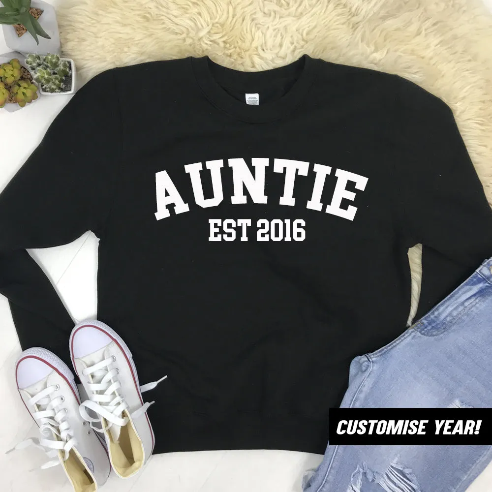 Personalised Auntie Established Varsity Sweatshirts (MRK X)