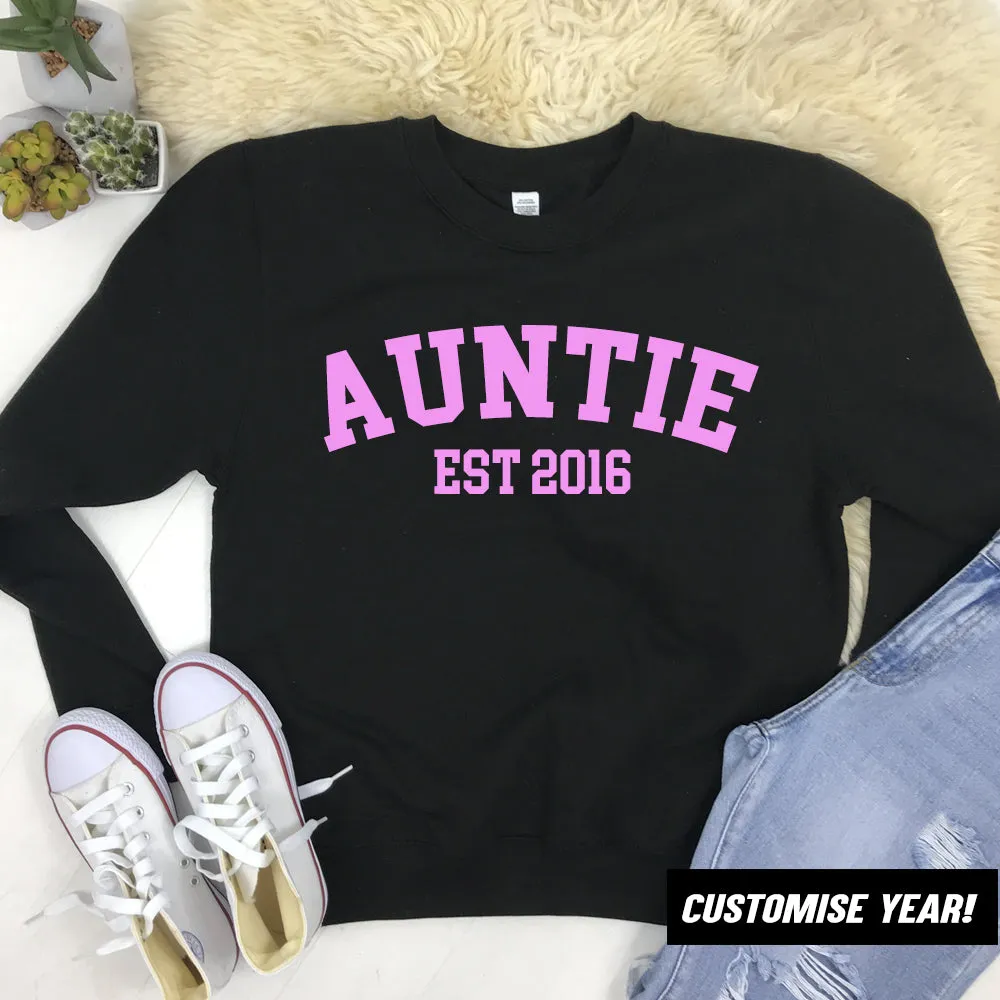 Personalised Auntie Established Varsity Sweatshirts (MRK X)