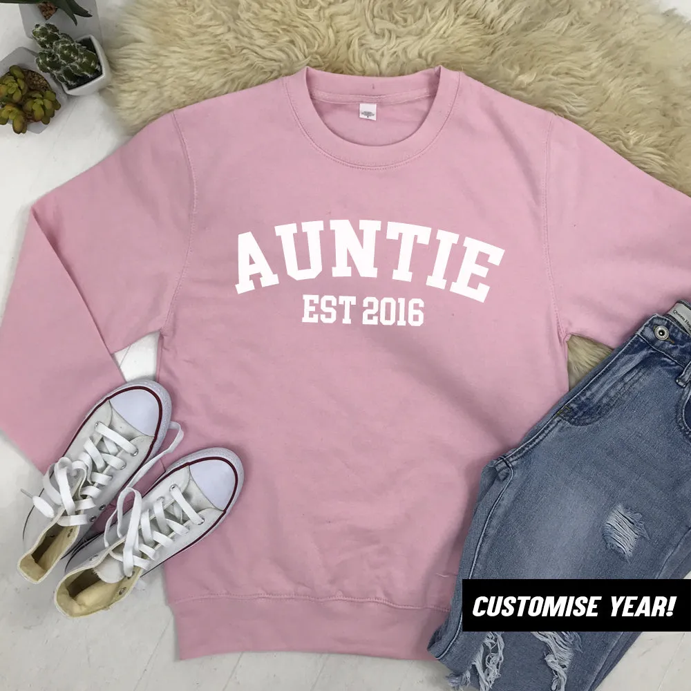 Personalised Auntie Established Varsity Sweatshirts (MRK X)