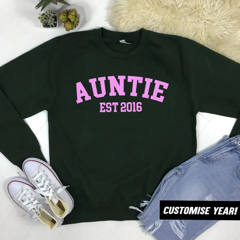 Personalised Auntie Established Varsity Sweatshirts (MRK X)