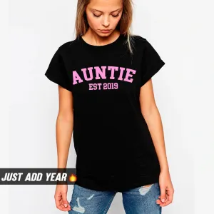 Personalised Auntie Established Varsity T-Shirt (MRK X) nursing bras sale