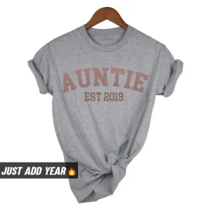 Personalised Auntie Established Varsity T-Shirt (MRK X) nursing bras sale