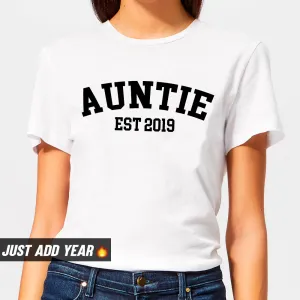 Personalised Auntie Established Varsity T-Shirt (MRK X) nursing bras sale