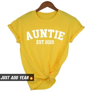 Personalised Auntie Established Varsity T-Shirt (MRK X) nursing bras sale