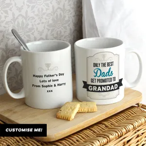 Personalised Best Dads Get Promoted to Mug (MRK-iD) Grandparent Clothing - grandpa clothes outlet