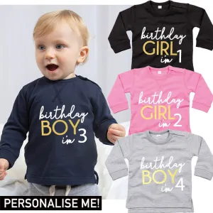 Personalised Birthday Boy/Girl Celebration Sweatshirt (MRK X) boys clothes cheap sale