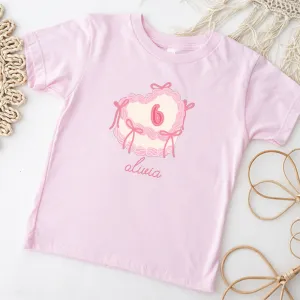 Personalised Coquette Birthday Cake Kids T-shirt girls pajamas promo
