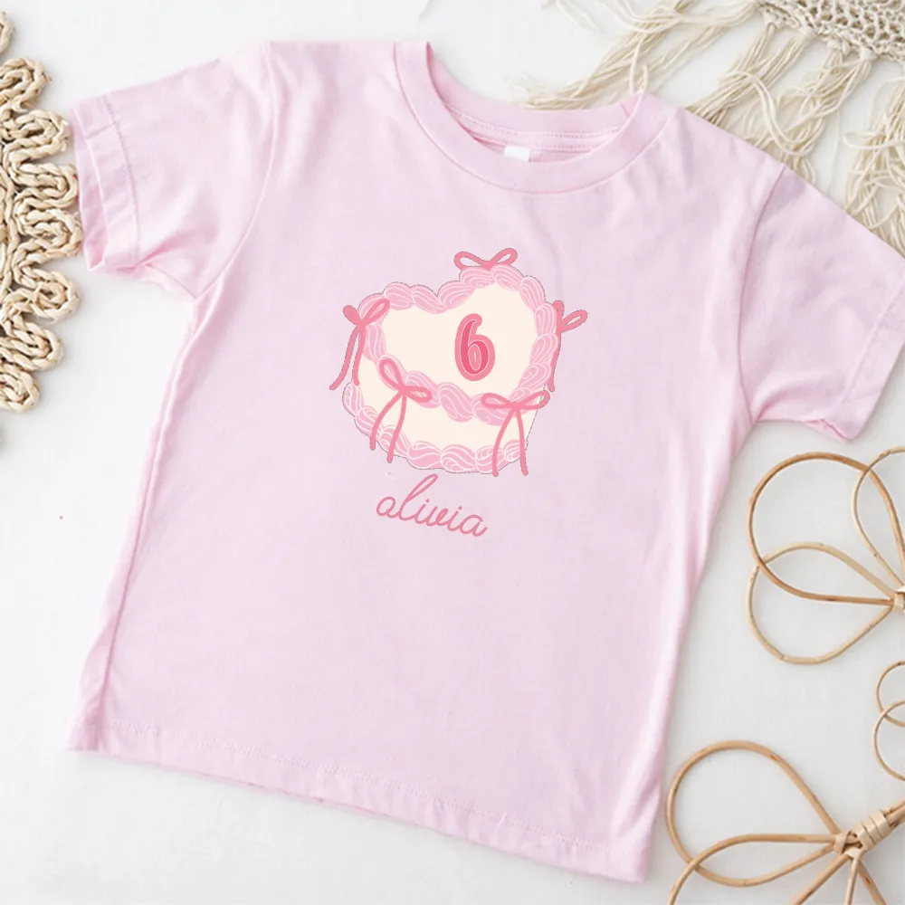 Personalised Coquette Birthday Cake Kids T-shirt girls pajamas promo
