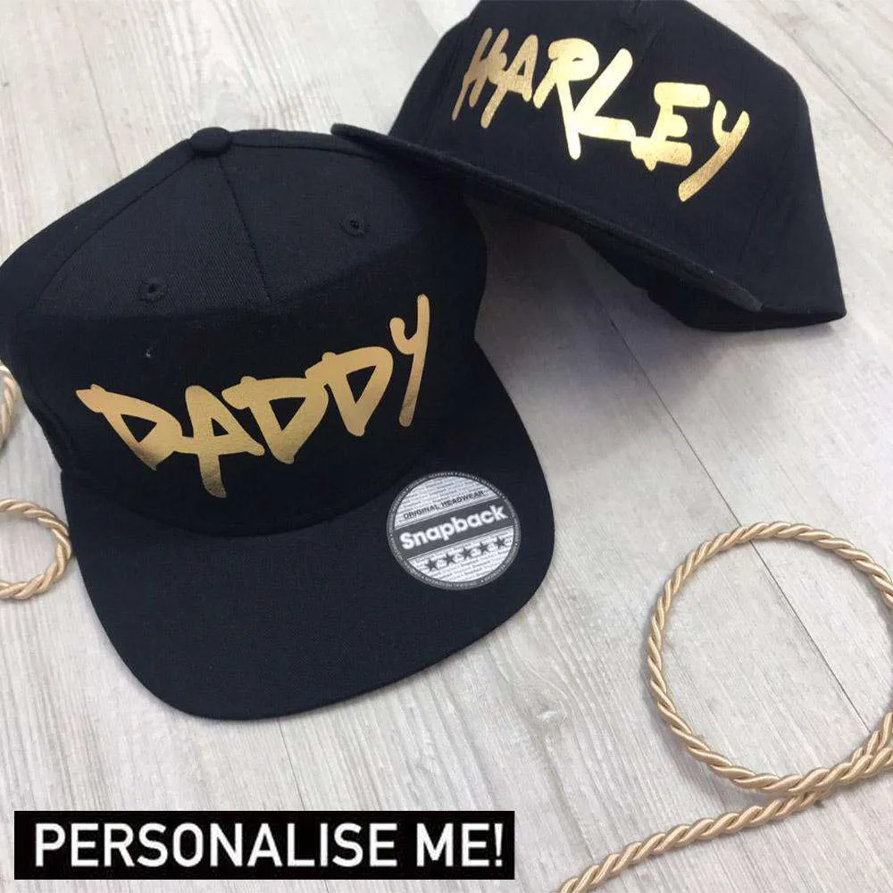 Personalised Dad And Kid Matching Graffiti Style Caps - Black daddy outfits clearance
