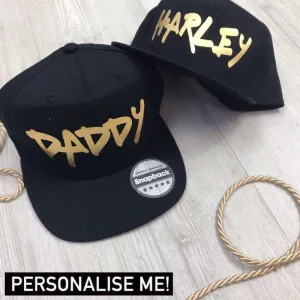 Personalised Dad And Kid Matching Graffiti Style Caps - Black daddy outfits clearance