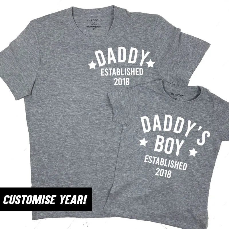 Personalised Daddy & Boy Star Established Matching T-Shirts (MRK X) daddy outfits clearance