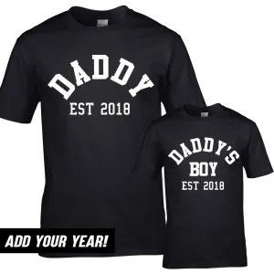 Personalised Daddy & Daddy's Boy Varsity Established Matching T-Shirts (MRK X) dad bod shirts discount