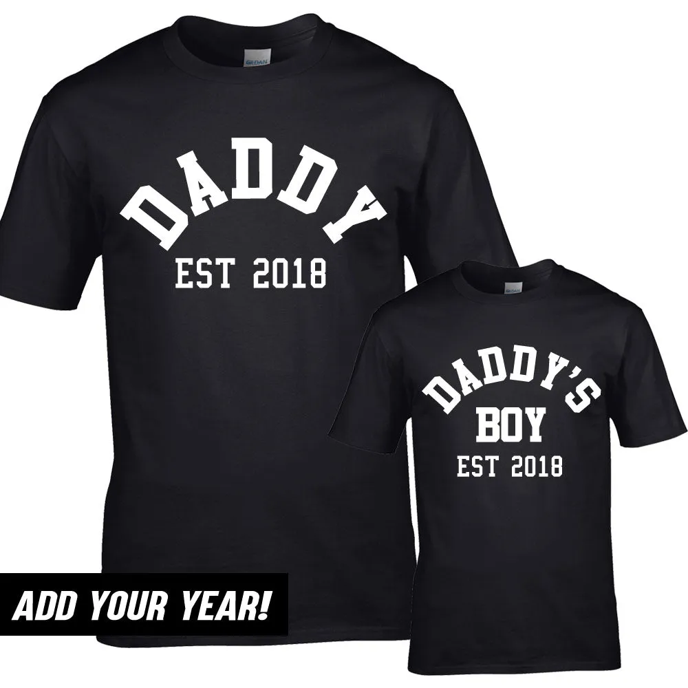 Personalised Daddy & Daddy's Boy Varsity Established Matching T-Shirts (MRK X) dad bod shirts discount